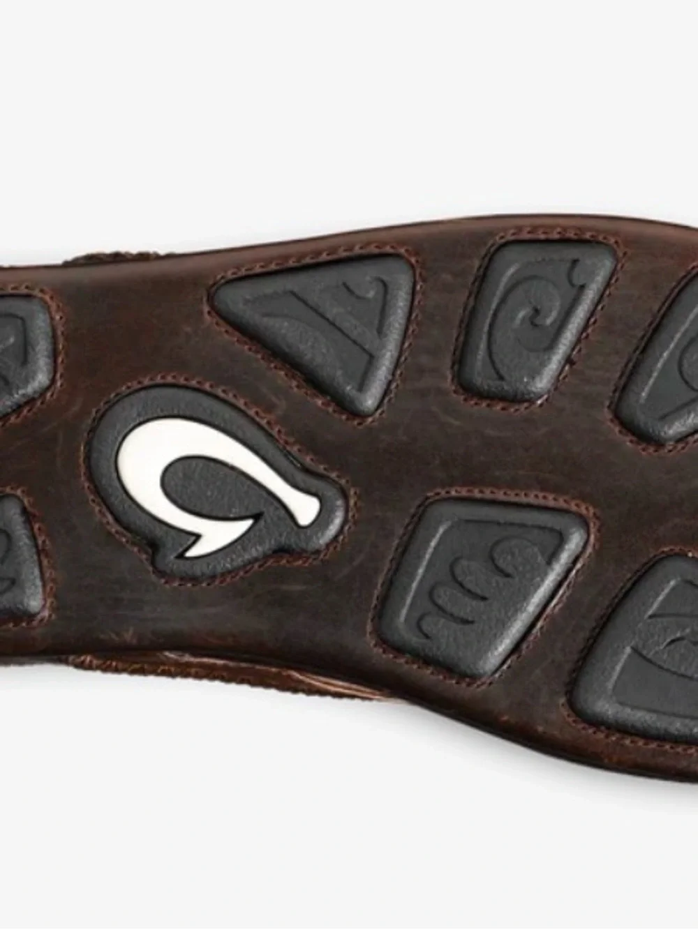 OluKai Men's Dark Brown Leather Flip-Flops with Contrast Stitching size 12 - Picture 4 of 8